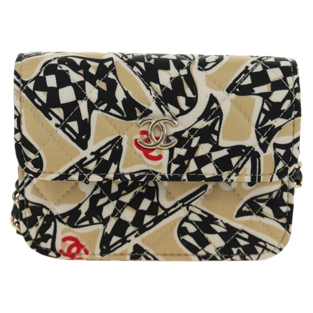 Chanel Mini Matelasse Chain Shoulder Pouch Bag Beige